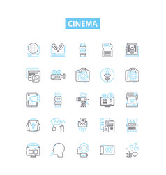 Cinema Line Icons Set Movie Theatre Film