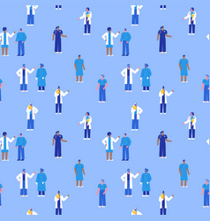 Diverse Hospital Doctor People Seamless Pattern