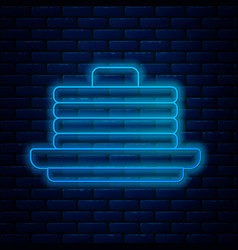 Glowing Neon Line Stack Of Pancakes Icon Isolated