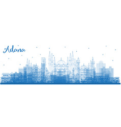 Outline Adana Turkey City Skyline With Blue