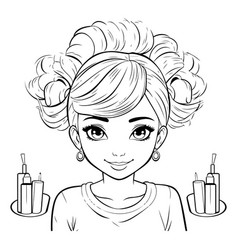 Beautiful Young Woman With Hair Curlers And Nail