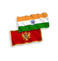 Flags Of India And Montenegro On A White