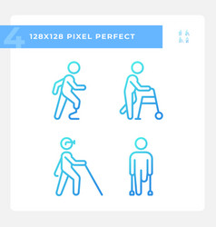 Leg Amputation Gradient Linear Icons Set