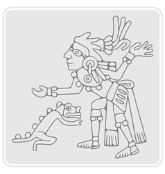 Monochrome Icon With Symbols From Aztec Codices