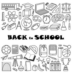 Back To School Set Of Hand Drawn Doodle Style