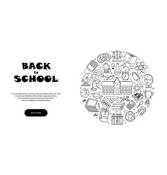 Back To School Banner Round Concept Of Hand Drawn