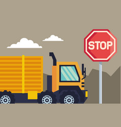 Construction Stop Signal And Truck