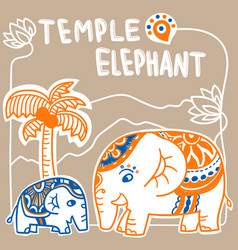 Hand Draw India Elephant India Style Stock