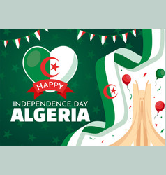 Happy Algeria Independence Day With Waving Flag