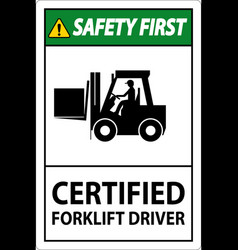 Hard Hat Labels Safety First Certified Forklift