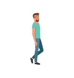 Young Bearded Man Standing Sideways Cartoon