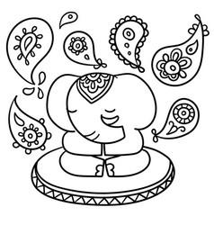 Hand Draw India Elephant Meditation Yoga Stock