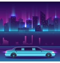 Limousine In Front Of Night City Urban