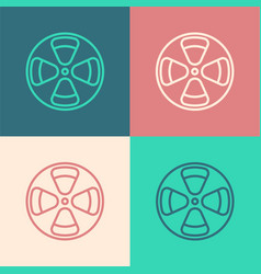 Pop Art Line Film Reel Icon Isolated On Color