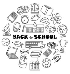 Back To School Round Concept Set Of Hand Drawn