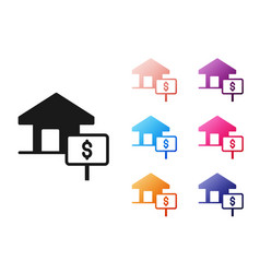 Black House With Dollar Symbol Icon Isolated