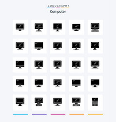 Creative Computer 25 Glyph Solid Black Icon Pack