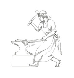 Female Blacksmith At Work Doodle Art