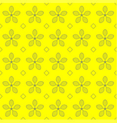 Repeated Line Flowers And Boxes On Yellow