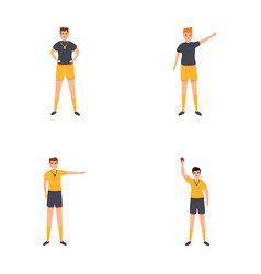 Soccer Referee Icons Set Cartoon Football