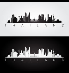 Thailand Skyline And Landmarks Silhouette