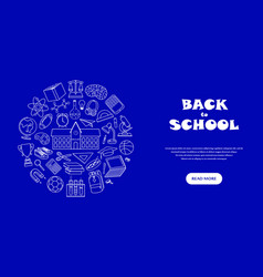 Back To School Banner With Hand Drawn School