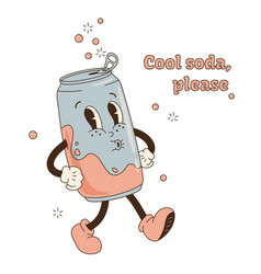 Groovy Retro Cartoon Soda Metal Can Character