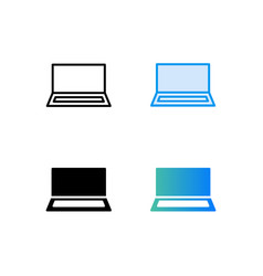 Laptop Sign Black And Blue Icons Set On White