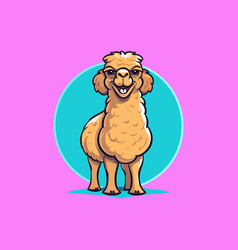 Cartoon Smiling One Hump Camel Isolated On Pink