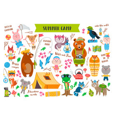 Set Camping Animals In Forest