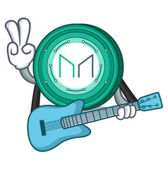 With Guitar Maker Coin Mascot Cartoon