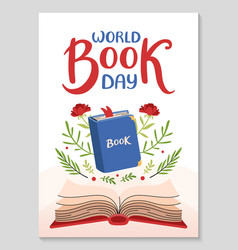 World Book Day Poster Open Book With Floral