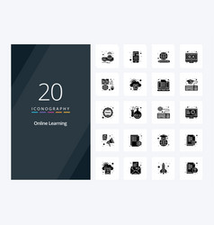 20 Online Learning Solid Glyph Icon