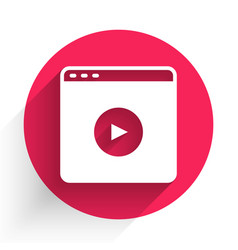 White Online Play Video Icon Isolated With Long