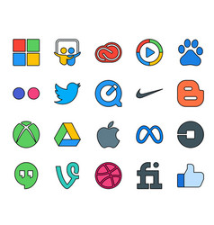 20 Social Media Icon Pack Including Meta Google