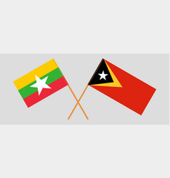 Crossed Flags Of East Timor And Myanmar