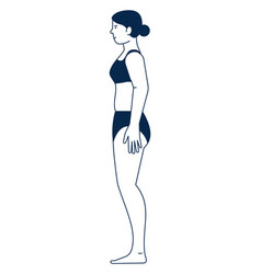 Female Body Side View Woman Stand In Underwear