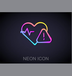 Glowing Neon Line Heart Rate Icon Isolated