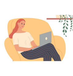 Woman Sits In Chair With Laptop