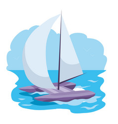 Catamaran With Sails Cartoon Isolated Object