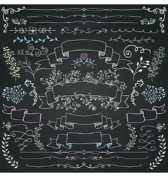 Chalk Drawing Floral Design Elements