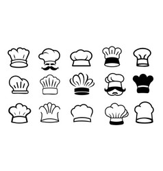 Chef Cook Hat Set Hand Drawn Sketch In Comic Style