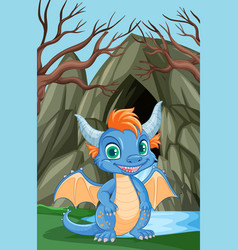 Cute Dragon Standing In Front Of Cave