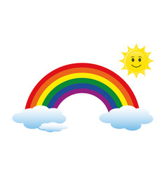 Rainbow With Sun And Clouds Cartoon