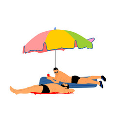 Two Homosexual Boys Lying On Beach