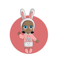 Baby Chibi Dark Skin With Bunny Coat