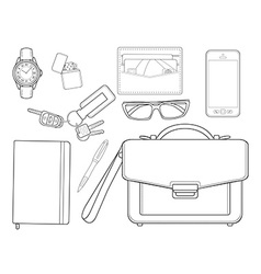 Every Day Carry Man Items Businessman Line-art