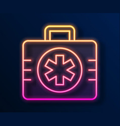 Glowing Neon Line First Aid Kit Icon Isolated