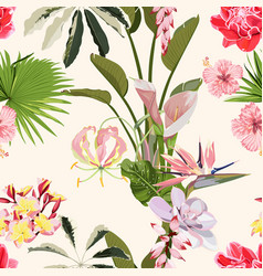 Many Kind Exotic Flowers Seamless Pattern