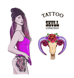 Rap Swag Girl Tattoo Skull